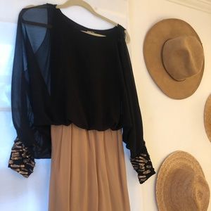 Worn Once: TFNC London Black Draped Beaded Dress